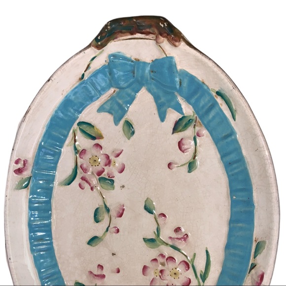 Vintage 1930’s -50’s Shabby Chic Raised Bouquet Floral Serving Platter Dish - Picture 4 of 6